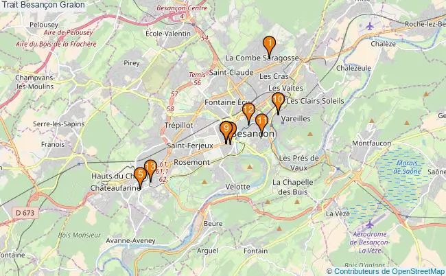 plan Trait Besançon Associations Trait Besançon : 15 associations
