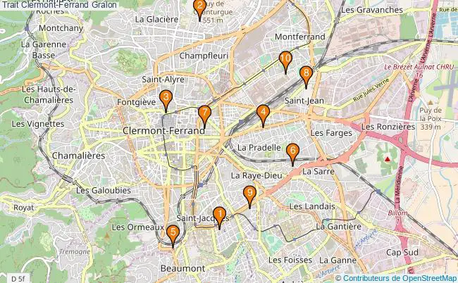 plan Trait Clermont-Ferrand Associations Trait Clermont-Ferrand : 10 associations