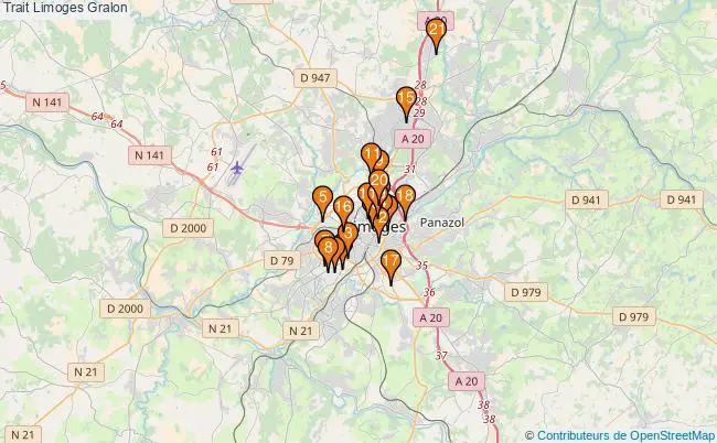 plan Trait Limoges Associations Trait Limoges : 20 associations