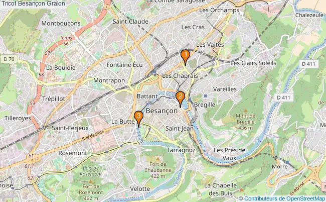 plan Tricot Besançon Associations tricot Besançon : 2 associations