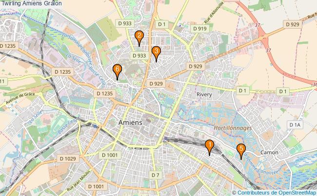 plan Twirling Amiens Associations twirling Amiens : 6 associations
