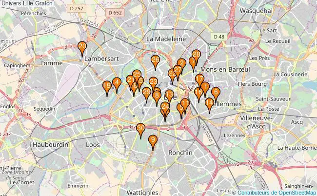 plan Univers Lille Associations Univers Lille : 46 associations