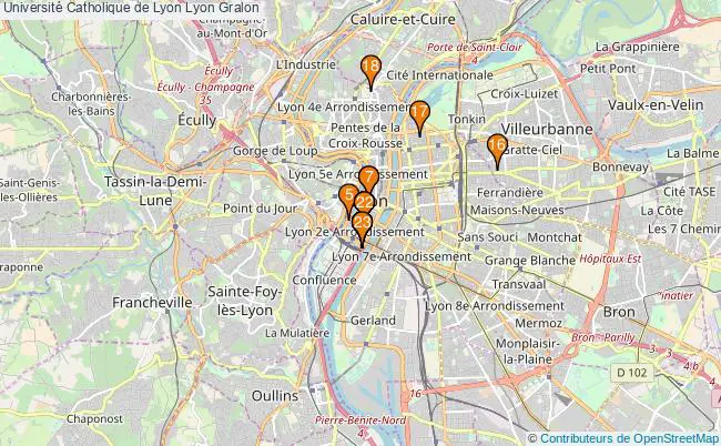plan Université Catholique de Lyon Lyon Associations université Catholique de Lyon Lyon : 25 associations