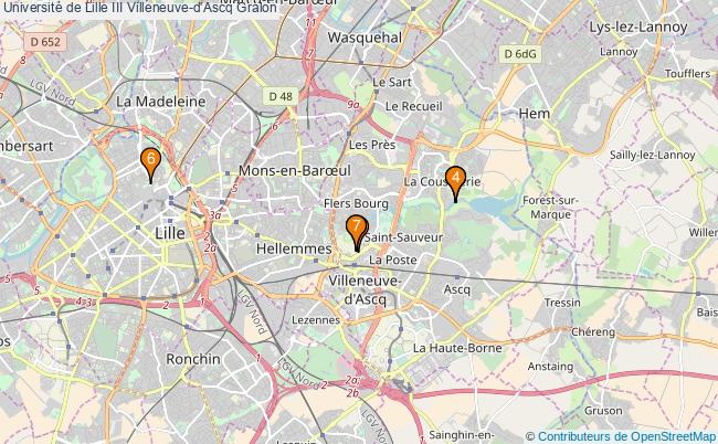 plan Université de Lille III Villeneuve-d'Ascq Associations université de Lille III Villeneuve-d'Ascq : 7 associations