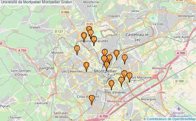 plan Université de Montpellier Montpellier Associations université de Montpellier Montpellier : 41 associations