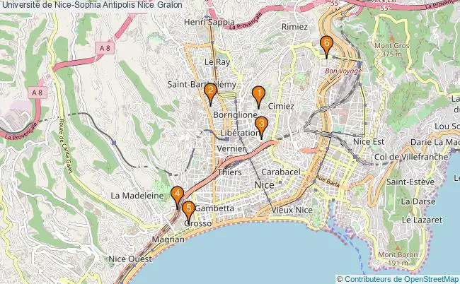 plan Université de Nice-Sophia Antipolis Nice Associations université de Nice-Sophia Antipolis Nice : 6 associations