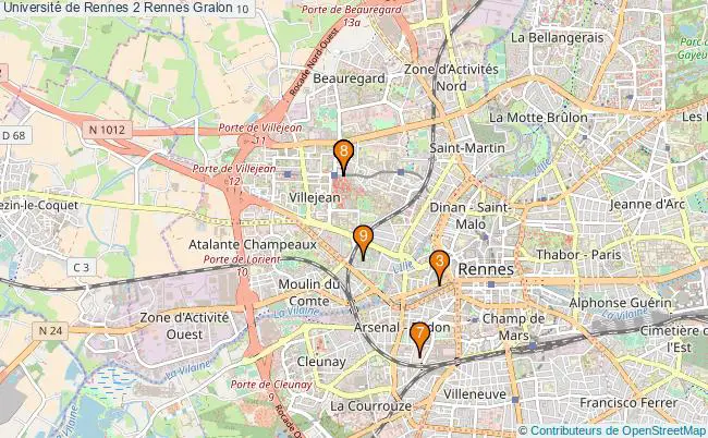 plan Université de Rennes 2 Rennes Associations université de Rennes 2 Rennes : 11 associations