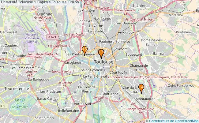 plan Université Toulouse 1 Capitole Toulouse Associations Université Toulouse 1 Capitole Toulouse : 20 associations