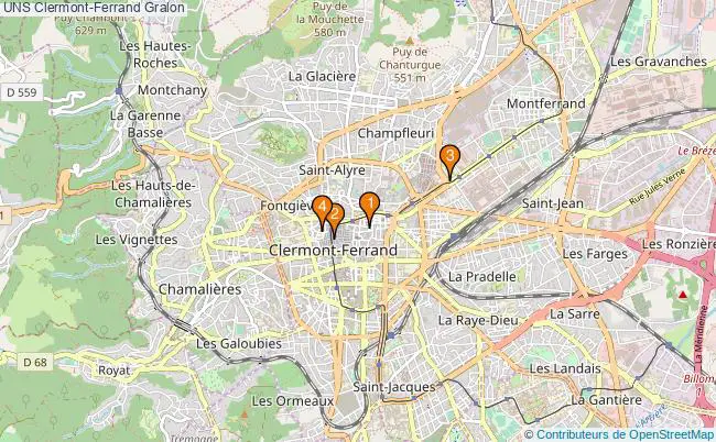 plan UNS Clermont-Ferrand Associations UNS Clermont-Ferrand : 3 associations