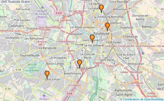 plan UNS Toulouse Associations UNS Toulouse : 10 associations