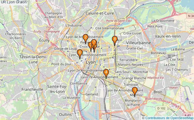 plan UR Lyon Associations UR Lyon : 18 associations