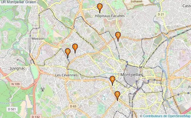 plan UR Montpellier Associations UR Montpellier : 9 associations