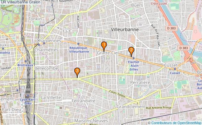 plan UR Villeurbanne Associations UR Villeurbanne : 3 associations