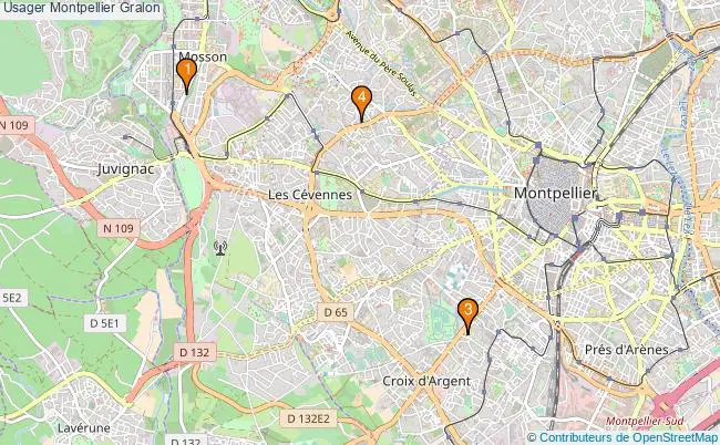 plan Usager Montpellier Associations Usager Montpellier : 4 associations