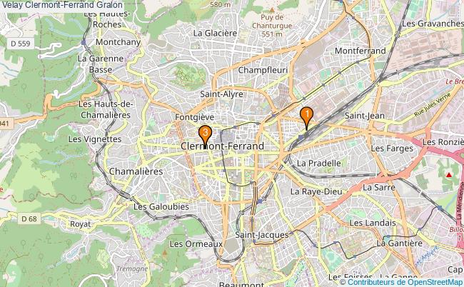 plan Velay Clermont-Ferrand Associations Velay Clermont-Ferrand : 3 associations