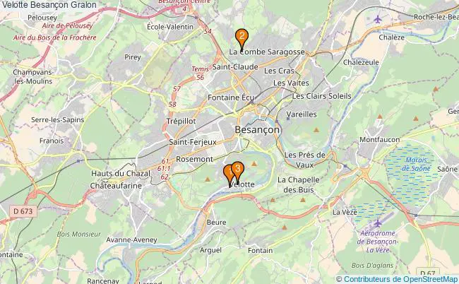 plan Velotte Besançon Associations velotte Besançon : 3 associations