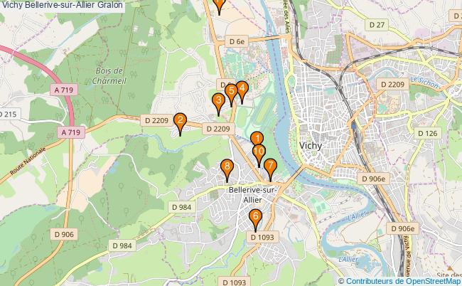 plan Vichy Bellerive-sur-Allier Associations Vichy Bellerive-sur-Allier : 12 associations