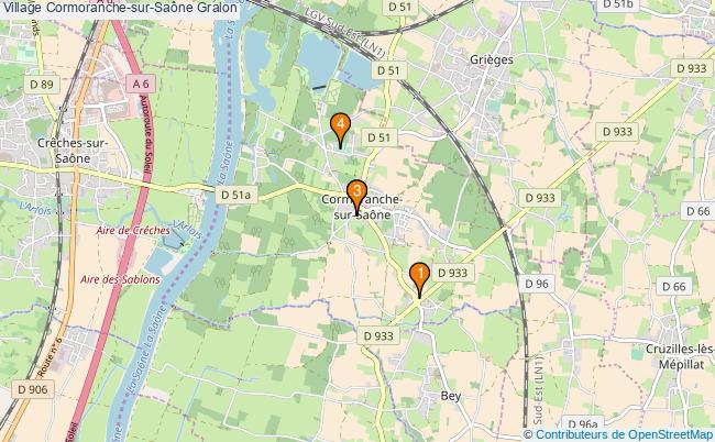plan Village Cormoranche-sur-Saône Associations village Cormoranche-sur-Saône : 4 associations
