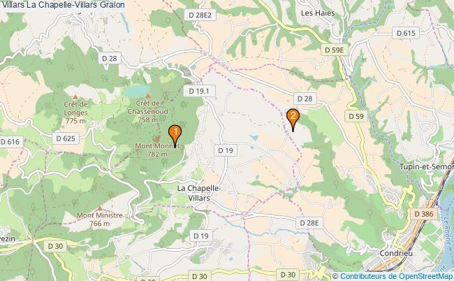 plan Villars La Chapelle-Villars Associations Villars La Chapelle-Villars : 2 associations