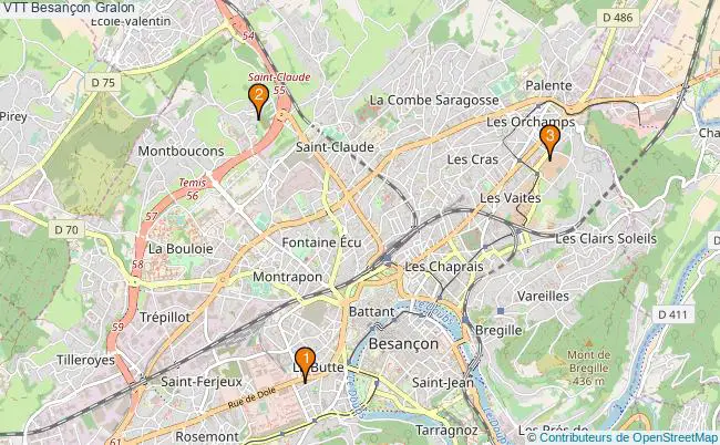 plan VTT Besançon Associations VTT Besançon : 4 associations