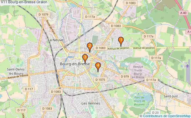 plan VTT Bourg-en-Bresse Associations VTT Bourg-en-Bresse : 4 associations