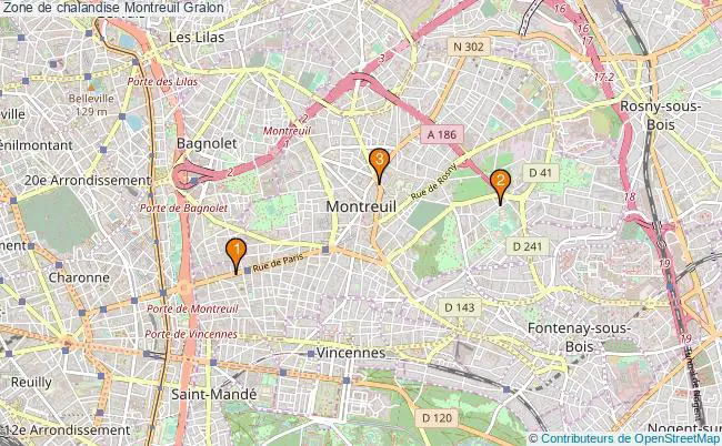 plan Zone de chalandise Montreuil Associations zone de chalandise Montreuil : 3 associations