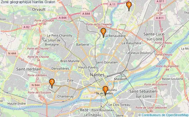 plan Zone géographique Nantes Associations zone géographique Nantes : 4 associations