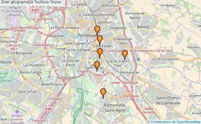 plan Zone géographique Toulouse Associations zone géographique Toulouse : 6 associations