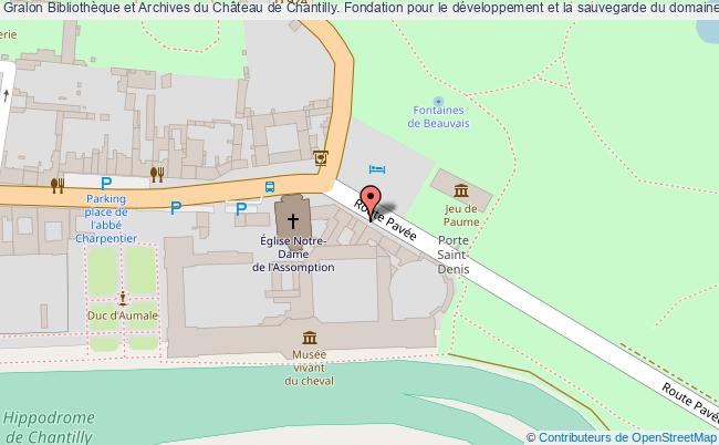 plan association Bibliothèque Et Archives Du Château De Chantilly. Fondation Pour Le Développement Et La Sauvegarde Du Domaine De Chantilly. Chantilly