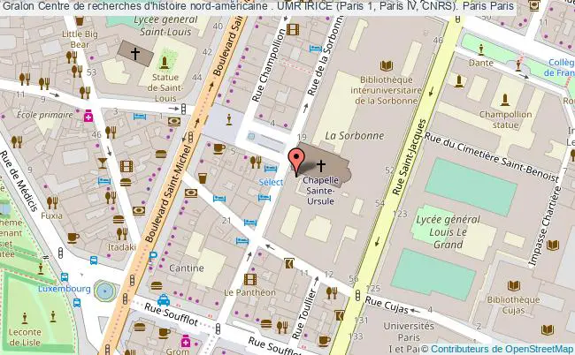 plan association Centre De Recherches D'histoire Nord-américaine . Umr Irice (paris 1, Paris Iv, Cnrs). Paris Paris