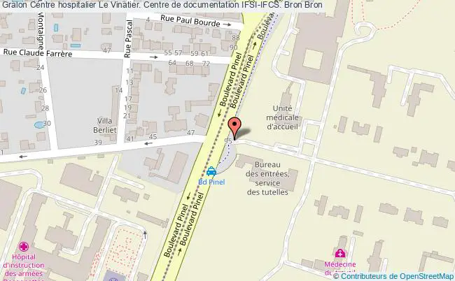 plan association Centre Hospitalier Le Vinatier. Centre De Documentation Ifsi-ifcs. Bron Bron