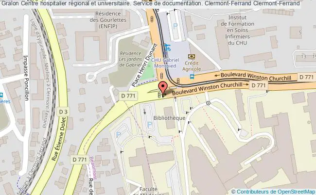 plan association Centre Hospitalier Régional Et Universitaire. Service De Documentation. Clermont-ferrand Clermont-Ferrand