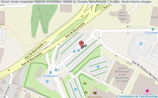 plan association Centre Hospitalier Régional Universitaire. Hôpital Du Cluzeau*bibliothèques. Limoges, Haute-vienne Limoges