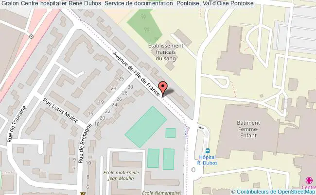 plan association Centre Hospitalier René Dubos. Service De Documentation. Pontoise, Val D'oise Pontoise