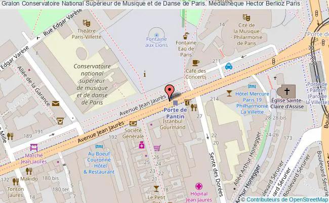 plan association Conservatoire National Supérieur De Musique Et De Danse De Paris. Médiathèque Hector Berlioz Paris