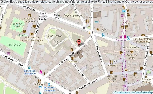 plan association Ecole Supérieure De Physique Et De Chimie Industrielles De La Ville De Paris. Bibliothèque Et Centre De Ressources Historiques Paris