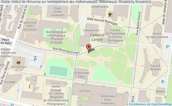 plan association Institut De Recherche Sur L'enseignement Des Mathématiques. Bibliothèque. Strasbourg Strasbourg