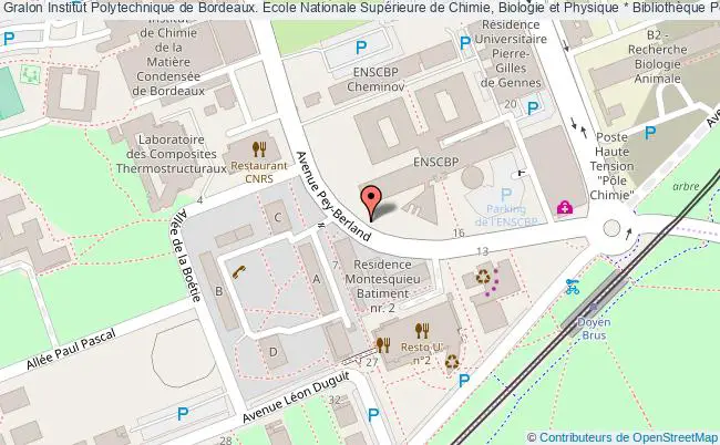 plan association Institut Polytechnique De Bordeaux. Ecole Nationale Supérieure De Chimie, Biologie Et Physique * Bibliothèque Pessac