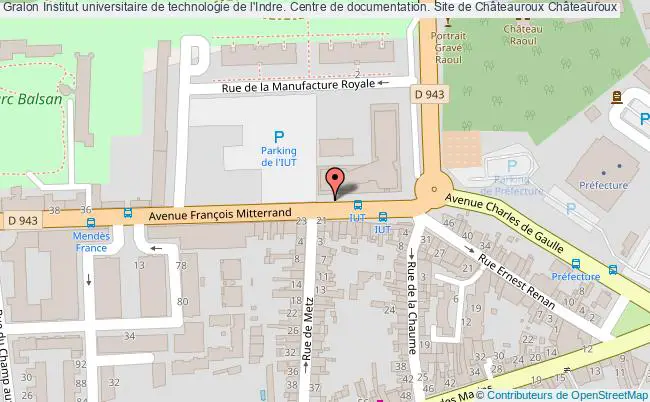 plan association Institut Universitaire De Technologie De L'indre. Centre De Documentation. Site De Châteauroux Châteauroux