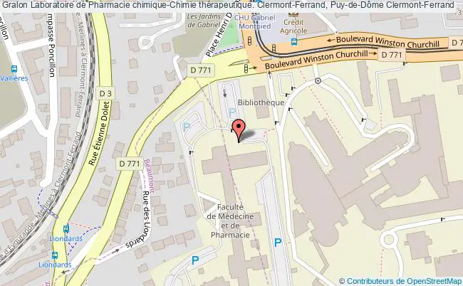 plan association Laboratoire De Pharmacie Chimique-chimie Thérapeutique. Clermont-ferrand, Puy-de-dôme Clermont-Ferrand