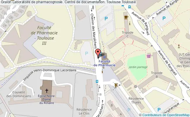 plan association Laboratoire De Pharmacognosie. Centre De Documentation. Toulouse Toulouse
