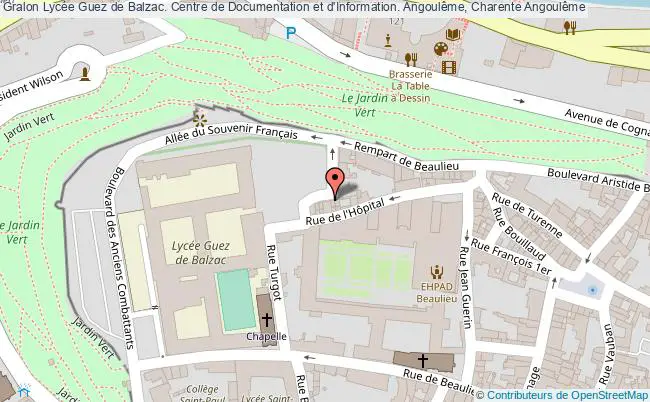 plan association Lycée Guez De Balzac. Centre De Documentation Et D'information. Angoulême, Charente Angoulême