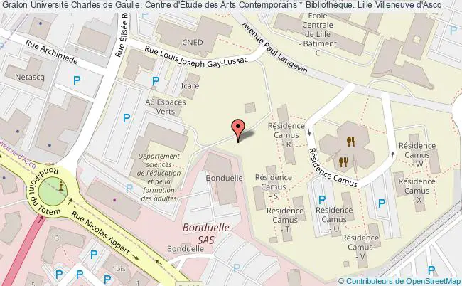 plan association Université Charles De Gaulle. Centre D'Étude Des Arts Contemporains * Bibliothèque. Lille Villeneuve d'Ascq
