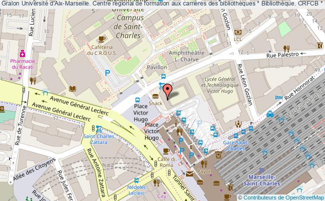 plan association Université D'aix-marseille. Centre Régional De Formation Aux Carrières Des Bibliothèques * Bibliothèque. Crfcb * Marseille Marseille