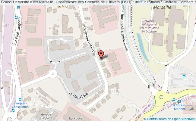 plan association Université D’aix-marseille. Observatoire Des Sciences De L’univers (osu) * Institut Pythéas * Château Gombert. Marseille Marseille