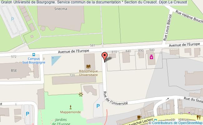 plan association Université De Bourgogne. Service Commun De La Documentation * Section Du Creusot. Dijon Le Creusot
