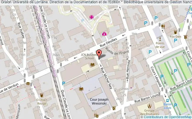 plan association Université De Lorraine. Direction De La Documentation Et De L'edition * Bibliothèque Universitaire De Gestion Nancy