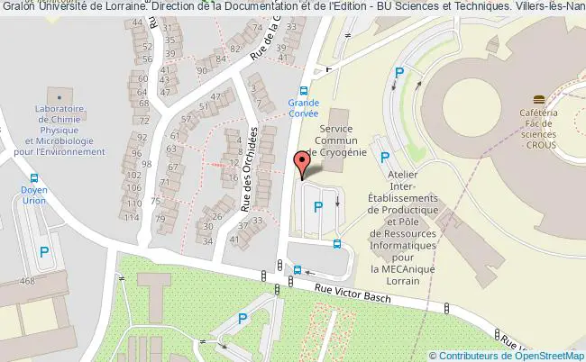 plan association Université De Lorraine. Direction De La Documentation Et De L'edition - Bu Sciences Et Techniques. Villers-lès-nancy, Meurthe-et-moselle Villers-lès-Nancy