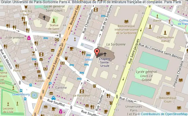 plan association Université De Paris-sorbonne Paris 4. Bibliothèque De L'ufr De Littérature Française Et Comparée. Paris Paris
