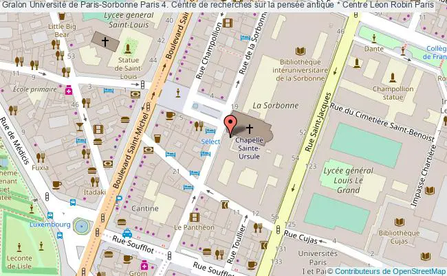 plan association Université De Paris-sorbonne Paris 4. Centre De Recherches Sur La Pensée Antique * Centre Léon Robin Paris